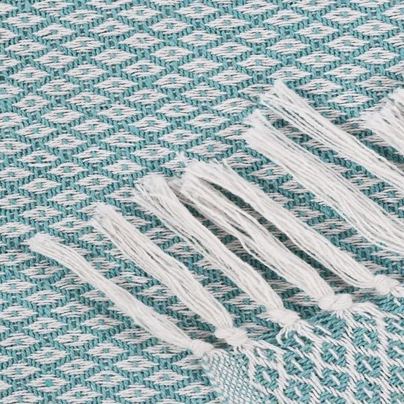 SASHAA WORLD Soft Throw Blanket Used Both Indoor and Outdoor Blanket for Living Room Sofa Bed Chair Ice Blue White Throw Blanket Pack of 1 160 x130 cm Cotton Skin_Friendly - Image 5