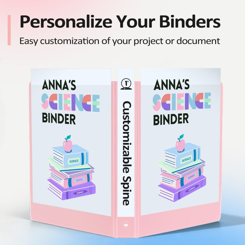 Sooez BinderX Extra Durable 3 Ring Binder, Round Rings 1 Inch Binder, Fits 175 Sheets of 8.5x11 Paper, Customizable View Cover with Inside Pockets, Cute 1" Binders, 1 Inch Binders 3 Ring, Aqua Blue - Image 5
