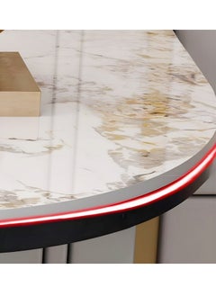 fashionhome Modern Design Luxury Contemporary Half Moon Tabletop Console Table Heart Shaped Base Antique Finish Console Sofa Table Nordic Entry Porch Table Home Foyer Long Table 70x26x80 cm  - Image 5