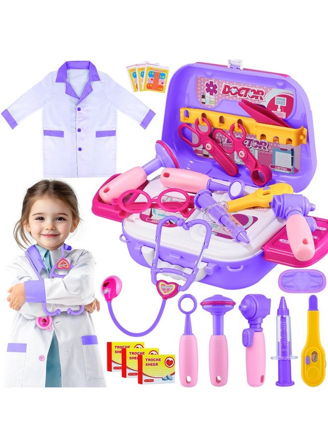 GINMIC Kids Doctor Play Kit, 22 Pieces Pretend Play Doctor Set with Role Play Doctor Costume and Carry Case for Toddlers and Kids, Medical Dr Kit Toys for Girl Age 3 4 5 6 7 Year Old - Image 1