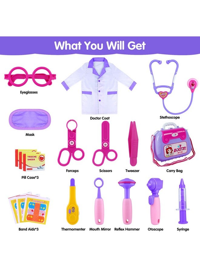 GINMIC Kids Doctor Play Kit, 22 Pieces Pretend Play Doctor Set with Role Play Doctor Costume and Carry Case for Toddlers and Kids, Medical Dr Kit Toys for Girl Age 3 4 5 6 7 Year Old - Image 2