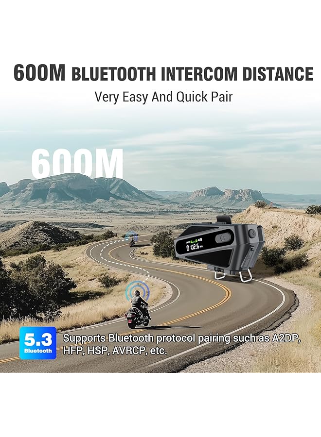 NALACAL C6 Motorcycle Bluetooth Helmet Headset – Helmet Speakers With 2 Microphone Types For Intercom, Hands-Free Calling, Music – Waterproof, Noise Canceling, Siri Activation – Motorcycle Accessory Kit  - Image 2