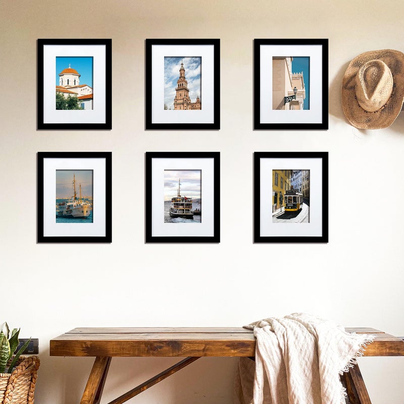 Wiscet 8x10 Picture Frame Set of 3  Display Pictures 5x7 with Mat or 8 x 10 Without Mat  Photo Frame for Wall Mounting or Tabletop Display  Black - Image 5