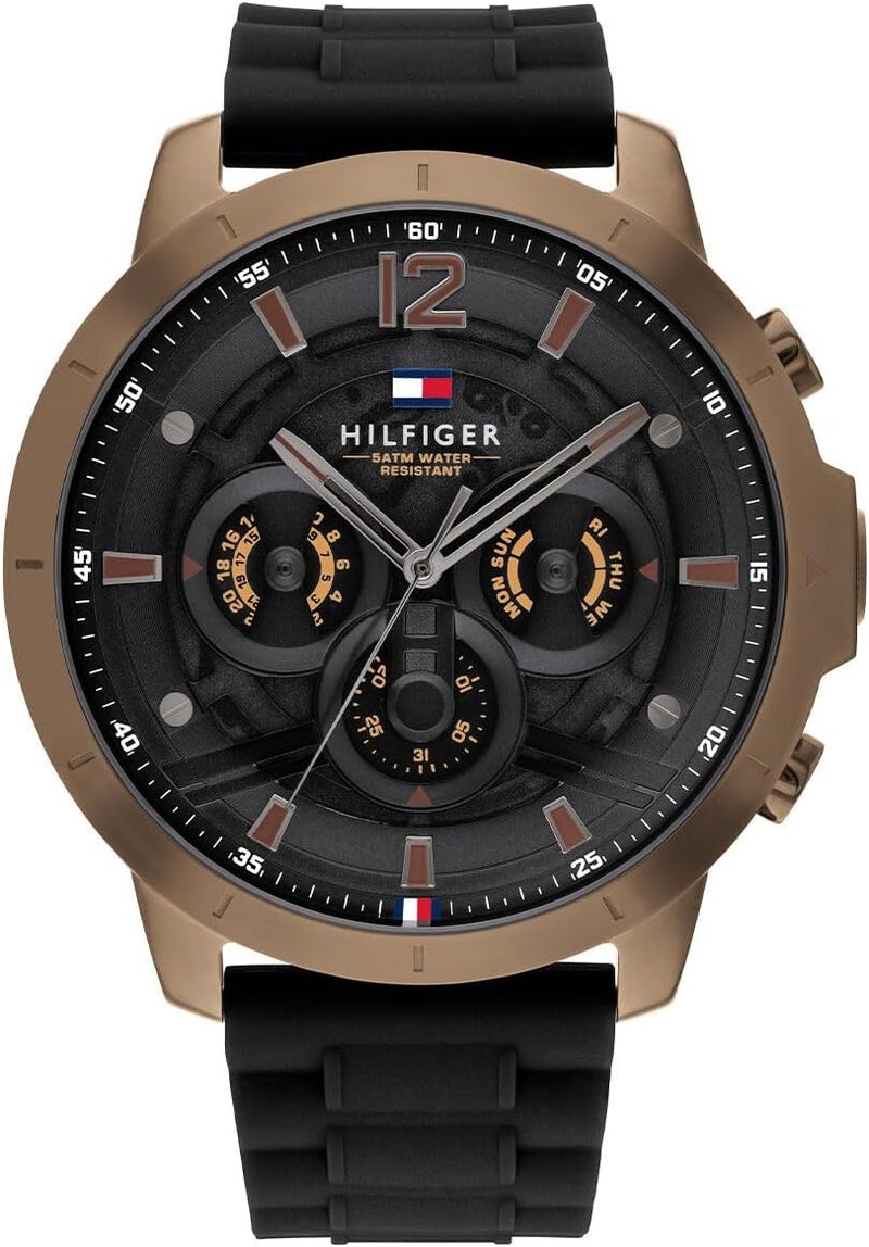 Tommy Hilfiger Men's Black Dial Silicone Watch - Image 1