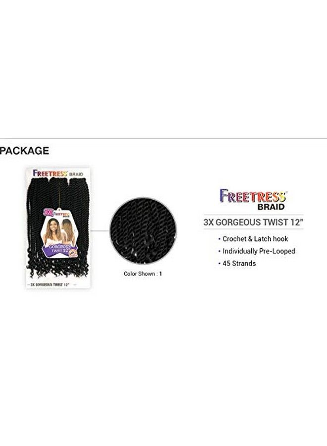 FreeTress Braids Synthetic Pre Looped Braid 3X GORGEOUS TWIST 12" (1 Jet Black) - Image 4