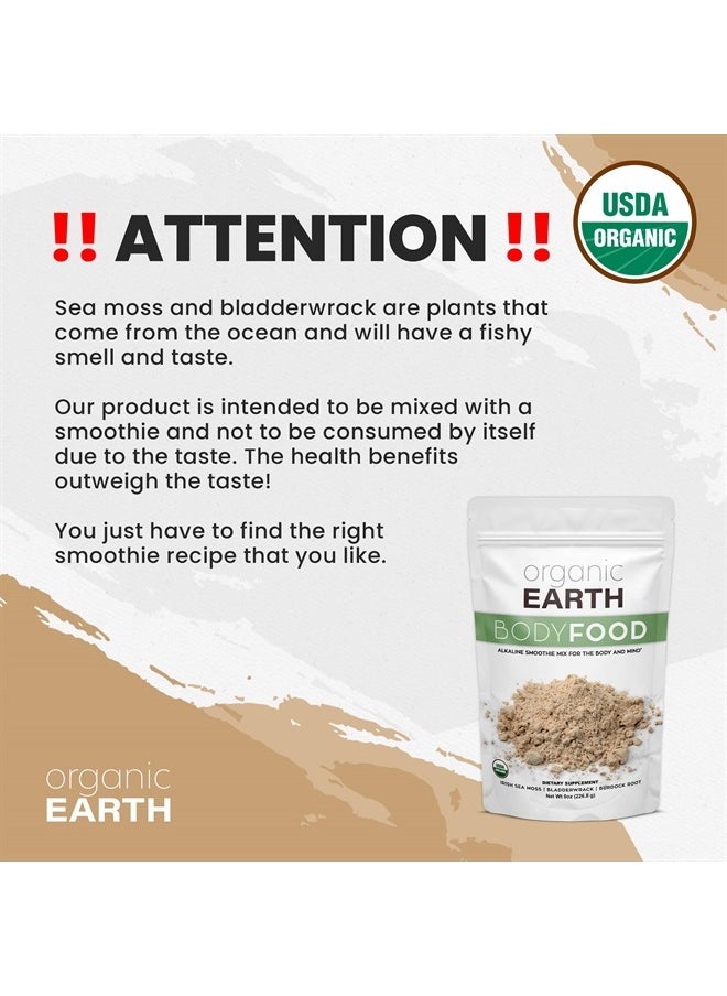 Organic Earth - Irish Sea Moss Powder 8oz - Wildcrafted Sea Moss Organic with Bladderwrack & Burdock Root Powder - Thyroid, Digestion Support & Healthy Skin - USDA Certified Organic - Image 1