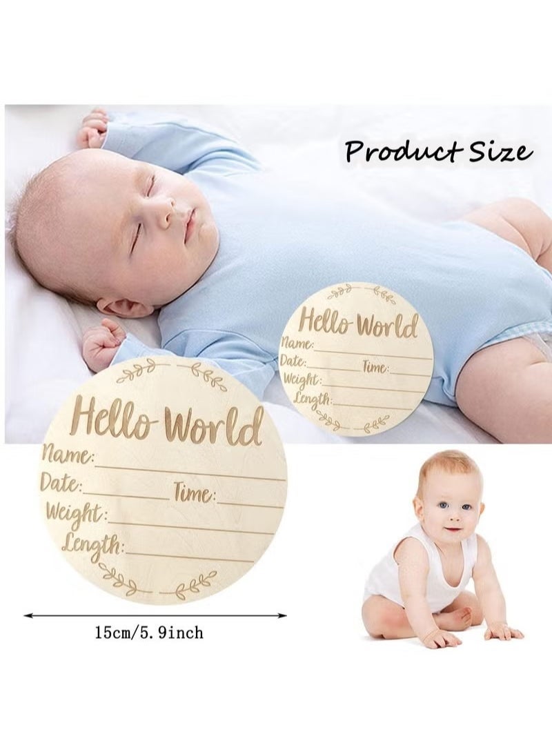 جونيس علامة إعلان الطفل ، علامة إعلان المولود الجديد ، علامة ترحيب Hello World لحديثي الولادة مقاس 5.9 بوصة لاستحمام الطفل ، دعامة الصور ، المستشفى ، الحضانة ، الآباء الجدد (E) - Image 2