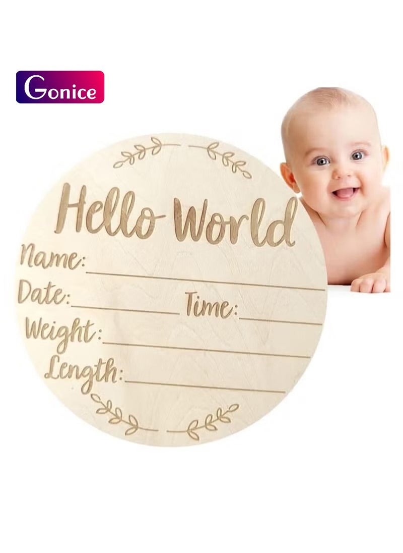 جونيس علامة إعلان الطفل ، علامة إعلان المولود الجديد ، علامة ترحيب Hello World لحديثي الولادة مقاس 5.9 بوصة لاستحمام الطفل ، دعامة الصور ، المستشفى ، الحضانة ، الآباء الجدد (E) - Image 1