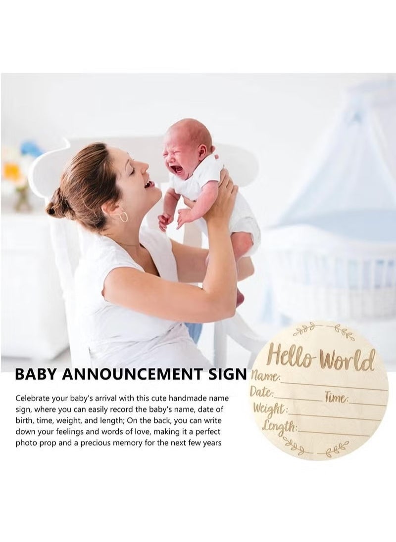 جونيس علامة إعلان الطفل ، علامة إعلان المولود الجديد ، علامة ترحيب Hello World لحديثي الولادة مقاس 5.9 بوصة لاستحمام الطفل ، دعامة الصور ، المستشفى ، الحضانة ، الآباء الجدد (E) - Image 3