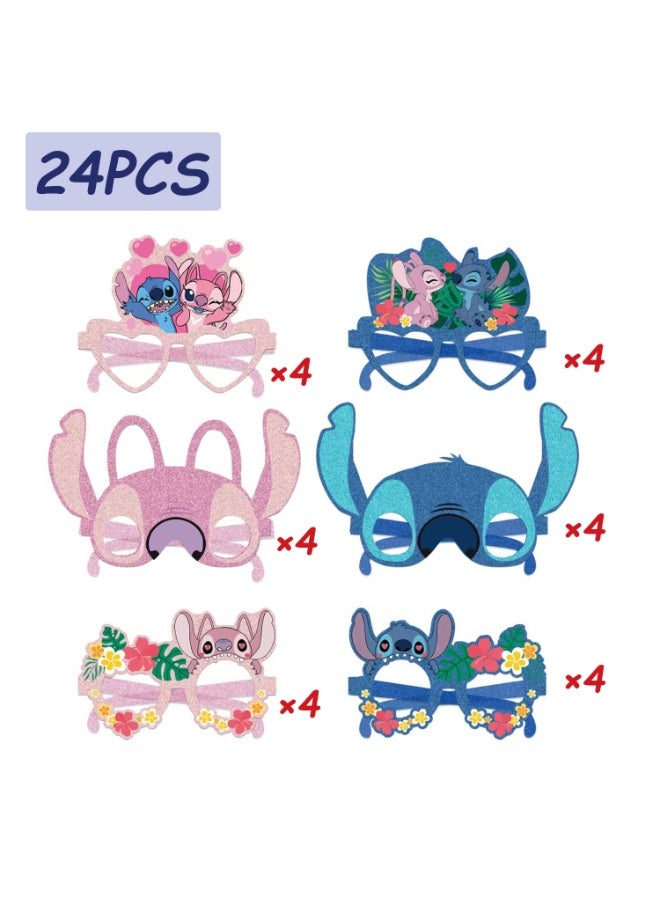 ILovhaprty Lilo & Stitch Paper Glasses - 24pcs Stitch Party Favors Paper Eyeglasses, Ohana Theme Paper Party Glasses for Stitch Photo Booth Props or Stitch Birthday Decoration Supplies - Image 2