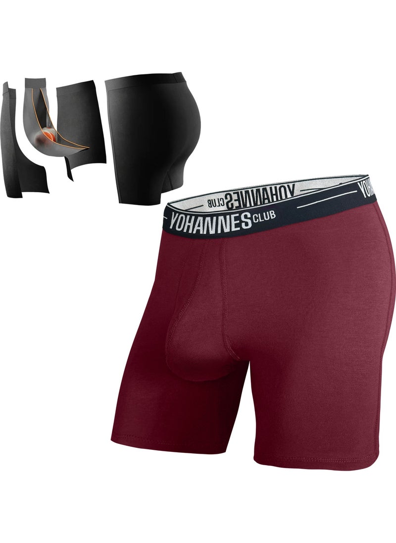 Yohannes Club - Men's, Special Separated Cotton Boxer, Single, Claret Red - Image 1