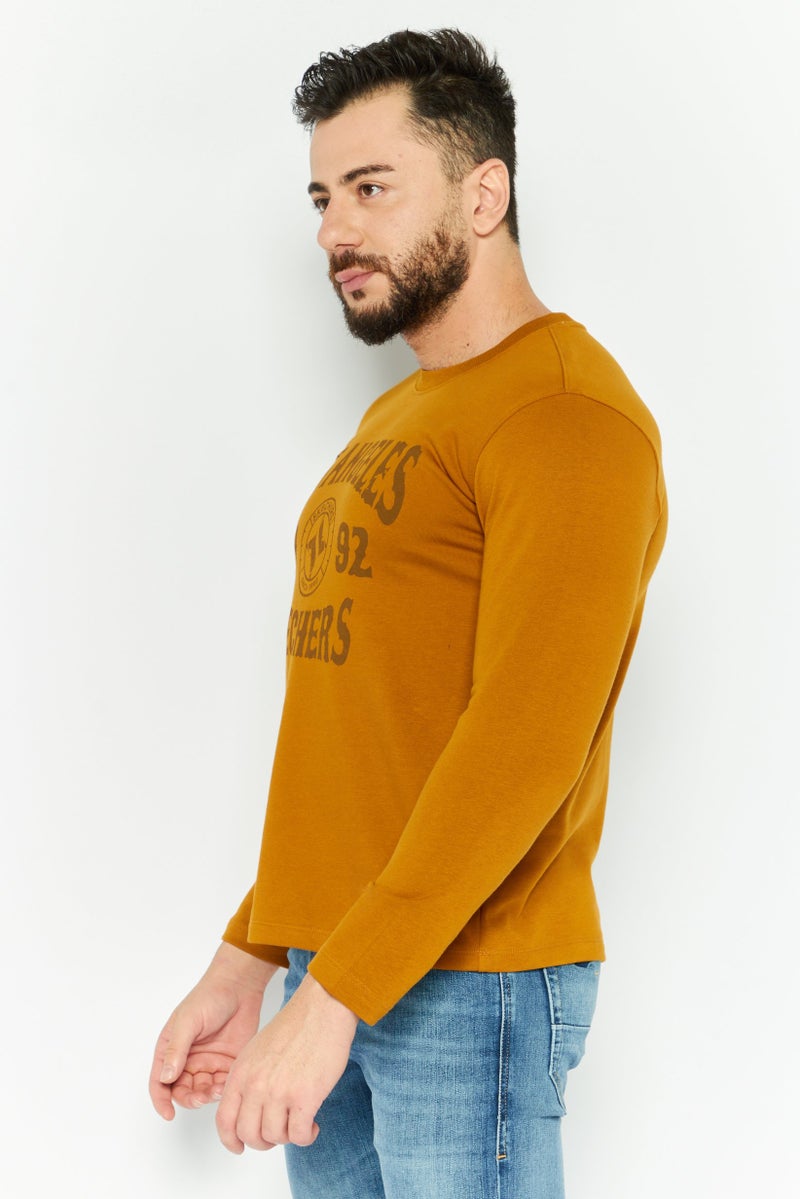 SKECHERS Men Crew Neck Long Sleeve Printed Sweatshirt, Brown  - Image 3