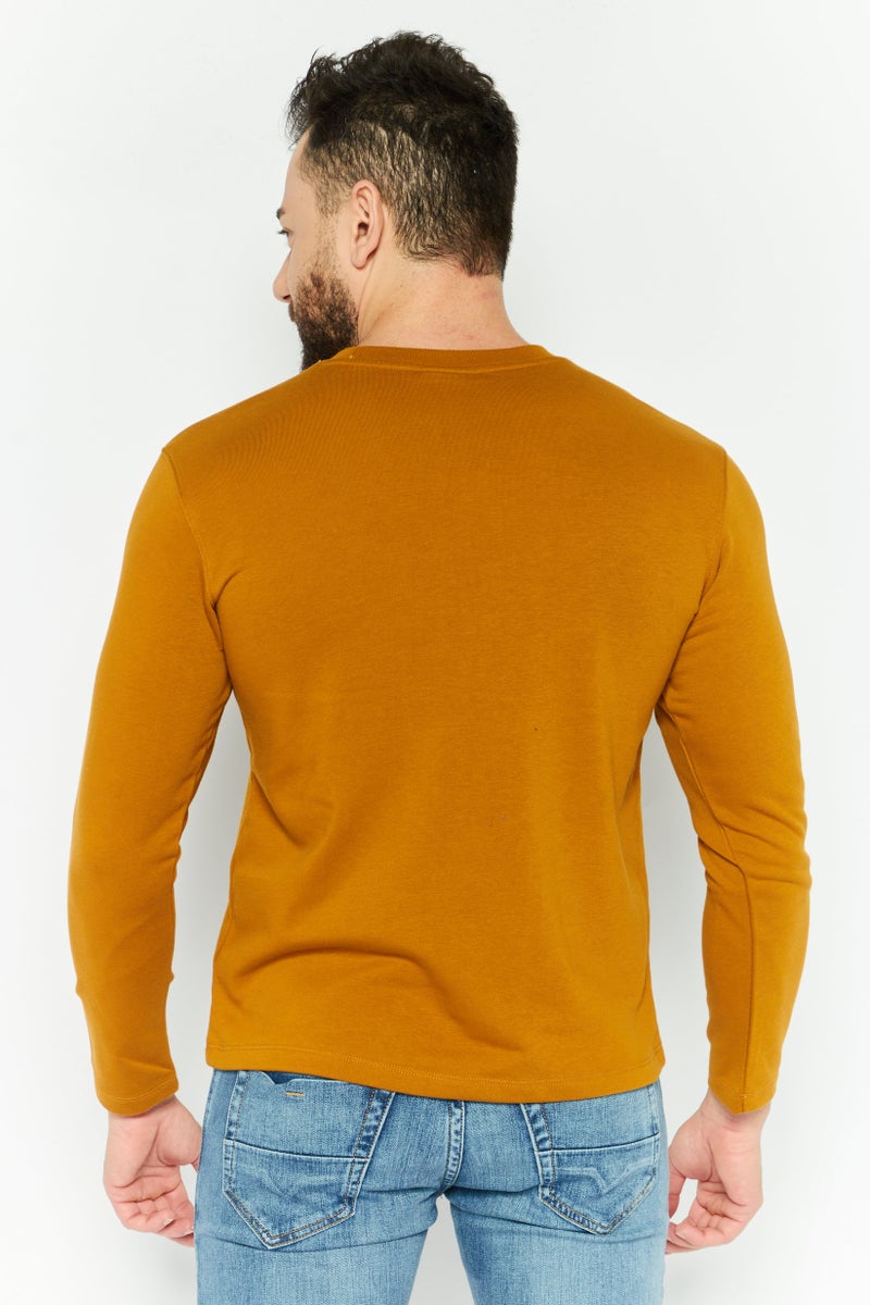 SKECHERS Men Crew Neck Long Sleeve Printed Sweatshirt, Brown  - Image 4