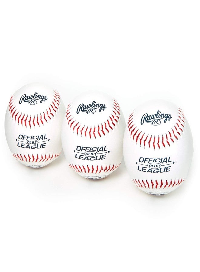 Rawlings راولينغز | كرات البيسبول الرسمية للاستخدام الترفيهي | OLB3 | للشباب/8 سنوات | 3 قطع - Image 2
