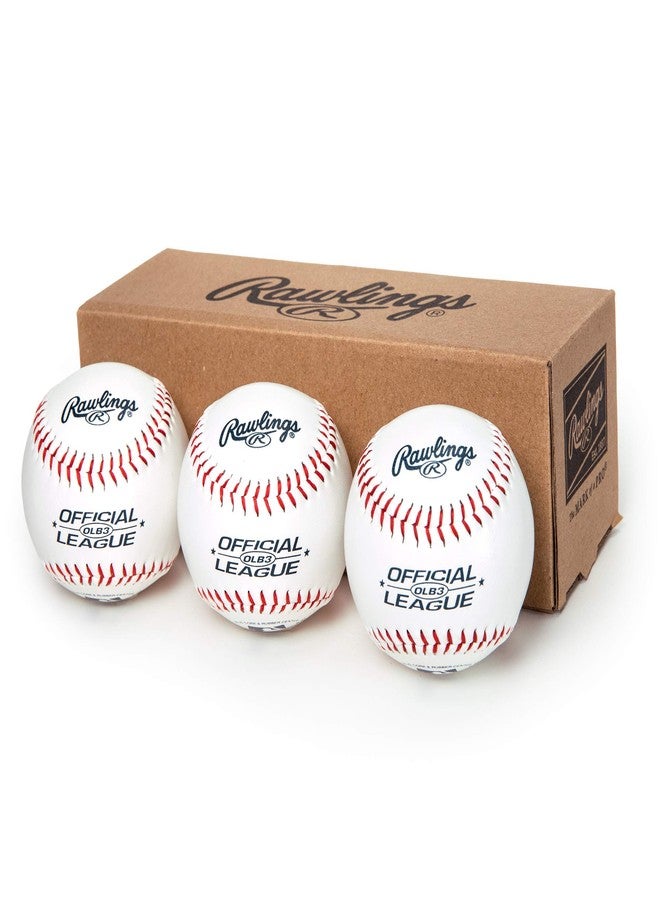Rawlings راولينغز | كرات البيسبول الرسمية للاستخدام الترفيهي | OLB3 | للشباب/8 سنوات | 3 قطع - Image 1