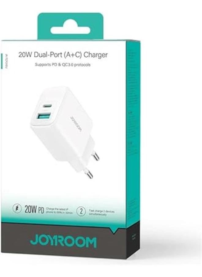 Joyroom JR-TCF21 20W A+C Dual-Port Charger, White Guaranteed by Agent Trust