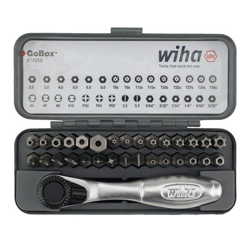 Wiha 74958 32 Piece GoBox Security Bit Set with Mini Ratchet - Image 1