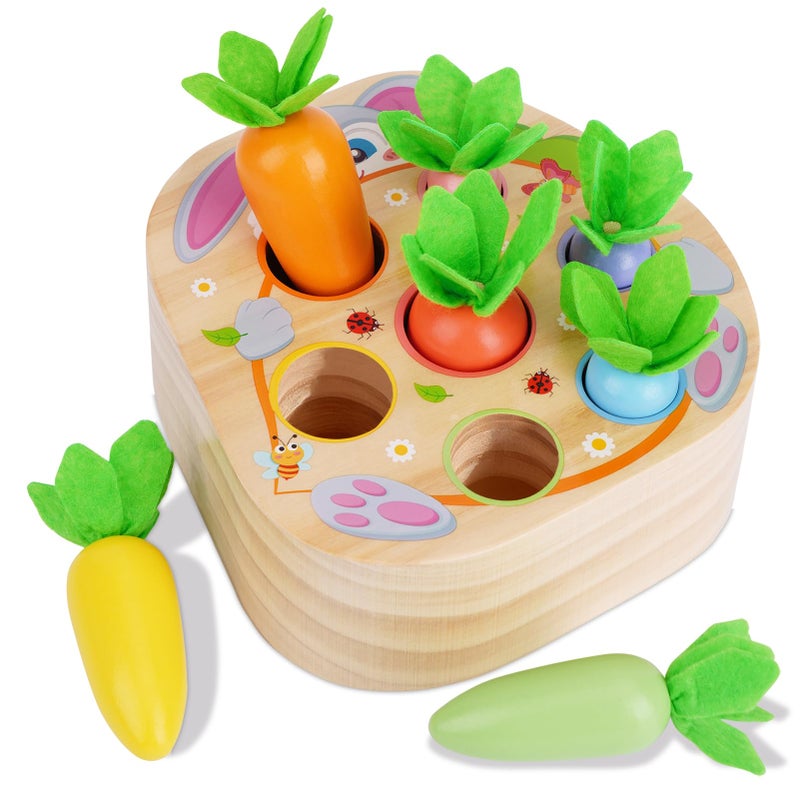 KMTJT Montessori Toys for 1 2 3 Year Old Toddlers Rabbit Carrot Harvest Game Wooden Toys for 612 Months Baby Boys and Girls Shape Sorting Matching 1st Birthday Easter Gifts for Babies 13 Macron - Image 3