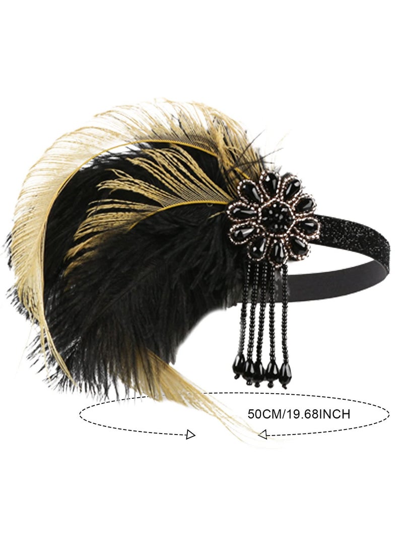 KASTWAVE Flapper Headpiece Feather Headband Great Gatsby Headband 1920s Flapper Accessories Leaves Style for Art Deco Pageant Themed Party - Image 4