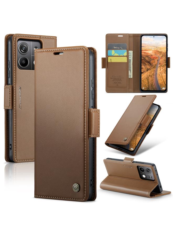 The Bros Case For Xiaomi Redmi Note 13 5G 023 Butterfly Buckle Litchi Texture RFID Anti-theft Leather Phone Case