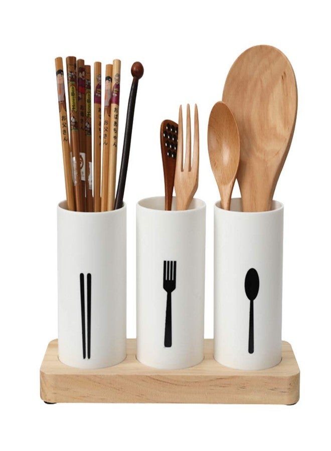 KITOME 3 Compartment Cutlery Holder for Kitchen and Dining Table, Spoon & Utensil Organizer Stand, Plastic Kitchen Storage Holder - Image 1