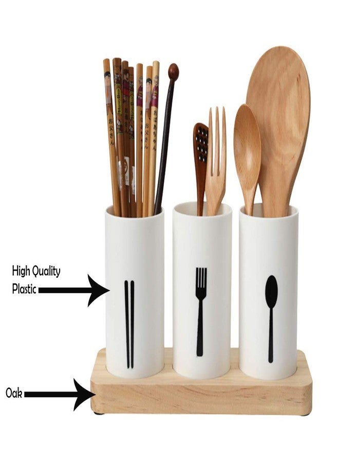 KITOME 3 Compartment Cutlery Holder for Kitchen and Dining Table, Spoon & Utensil Organizer Stand, Plastic Kitchen Storage Holder - Image 2