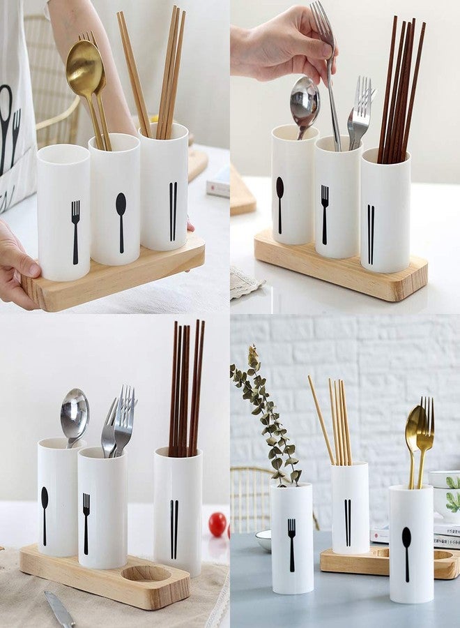 KITOME 3 Compartment Cutlery Holder for Kitchen and Dining Table, Spoon & Utensil Organizer Stand, Plastic Kitchen Storage Holder - Image 3