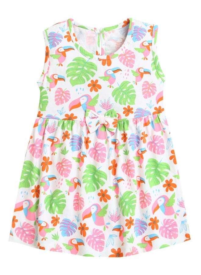 BUMZEE White Girls Sleeveless Cotton Knee Length Frock Age - 18-24 Months (Peb10138E-wht) - Image 1