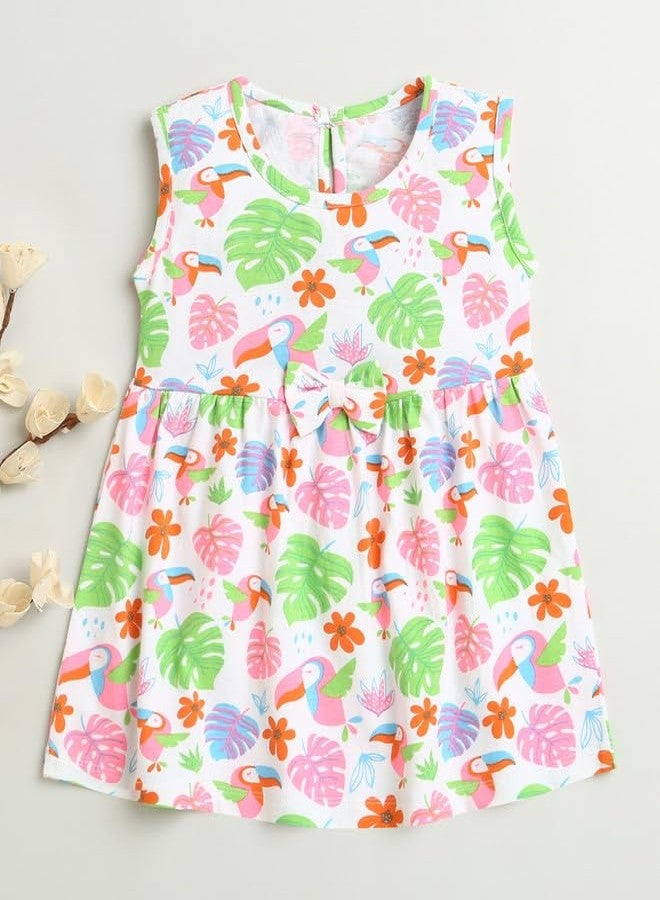 BUMZEE White Girls Sleeveless Cotton Knee Length Frock Age - 18-24 Months (Peb10138E-wht) - Image 5