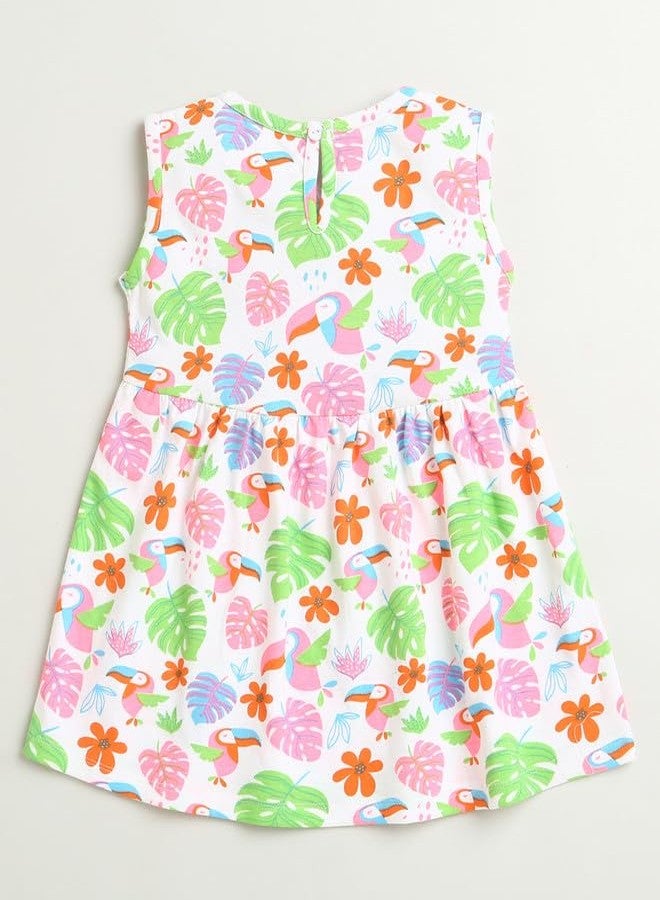 BUMZEE White Girls Sleeveless Cotton Knee Length Frock Age - 18-24 Months (Peb10138E-wht) - Image 3