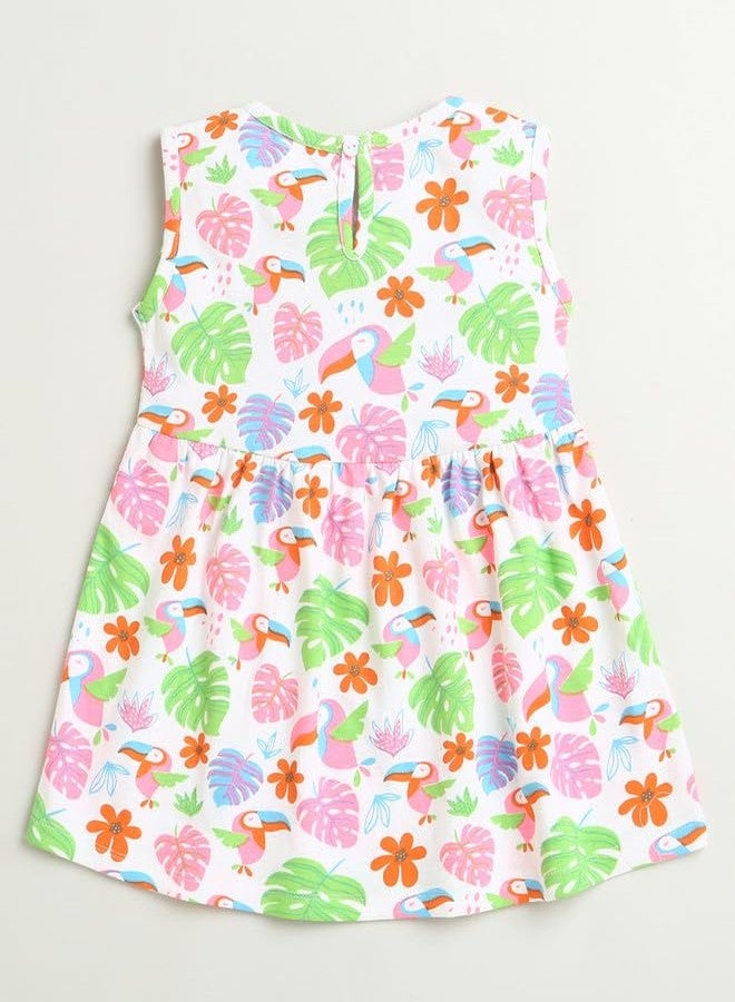 BUMZEE White Girls Sleeveless Cotton Knee Length Frock Age - 18-24 Months (Peb10138E-wht) - Image 2