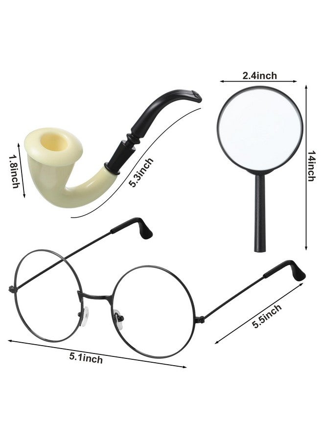 Kasyat Kasyat 6 Pcs Detective Costume Accessories Adult Detective Hat Man Inspector Costume Set for Halloween Costume(Vintage Style) - Image 2