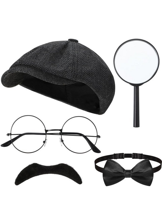 Kasyat Kasyat 6 Pcs Detective Costume Accessories Adult Detective Hat Man Inspector Costume Set for Halloween Costume(Vintage Style) - Image 1