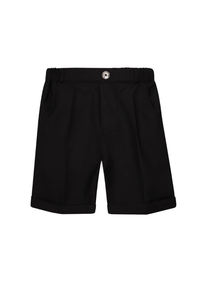 Luobobeibei Boys' Dress Pants, Summer Children's Outfit, Performance Shorts, Student Formal Wear, Black, Size 150 - Image 1