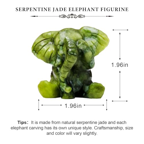 Apengshi Natural Crystal Figurine Elephant Raw Stone Jade Cute Figurine, Decorative Animal Statue (Cute Elephant) - Image 2