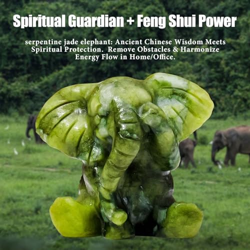Apengshi Natural Crystal Figurine Elephant Raw Stone Jade Cute Figurine, Decorative Animal Statue (Cute Elephant) - Image 3
