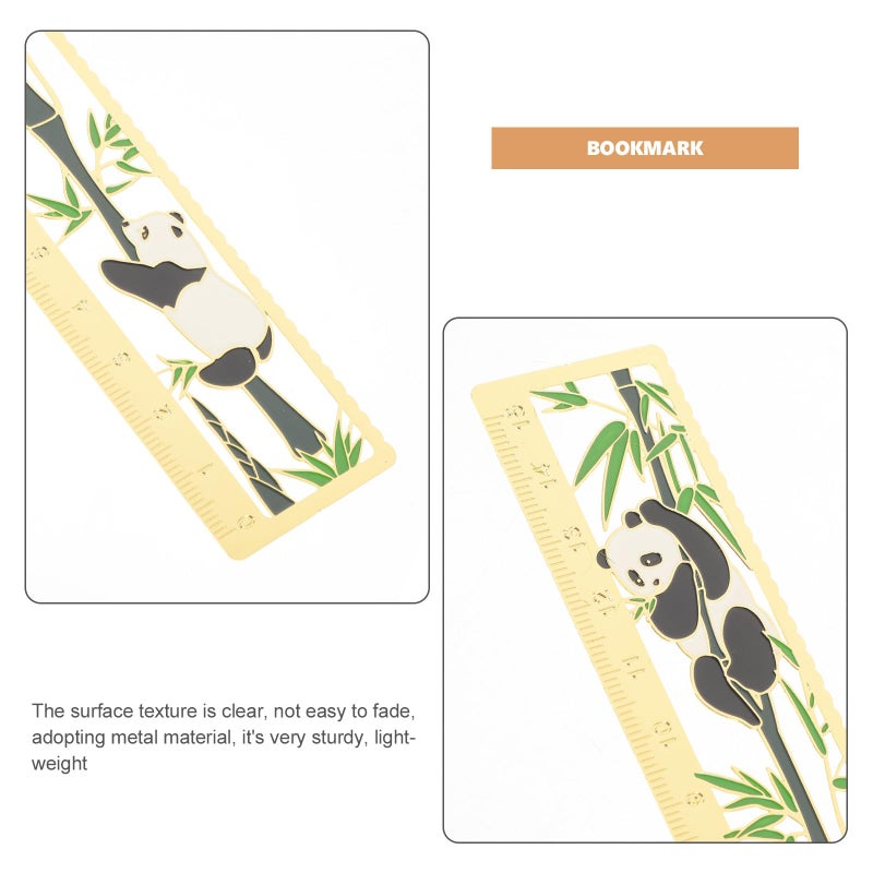 Chinese Style Panda Design Metal Bookmark Ruler with Scale for Reading Office Use - Image 4