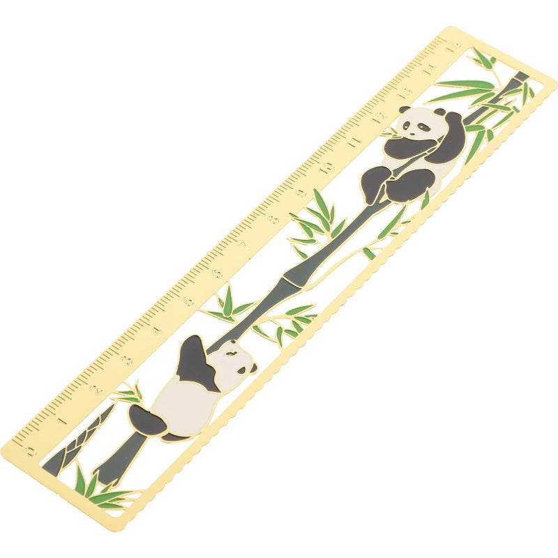Chinese Style Panda Design Metal Bookmark Ruler with Scale for Reading Office Use - Image 2