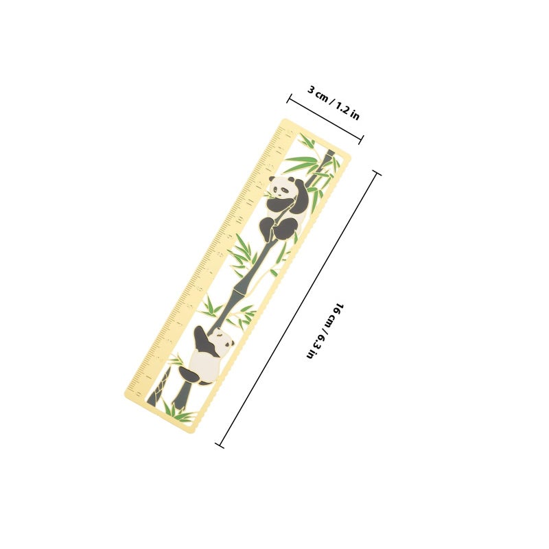 Chinese Style Panda Design Metal Bookmark Ruler with Scale for Reading Office Use - Image 3