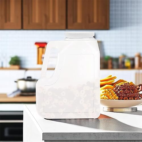 Yesland جالون بلاستيكي أبيض 2 قطعة مع مقبض وغطاء محكم - حاويات وصناديق تخزين فارغة مربعة - زجاجات فموية واسعة سعة 1.25 جالون لمستلزمات الحرف، الطلاء، تخزين المنظفات، السوائل - Image 5