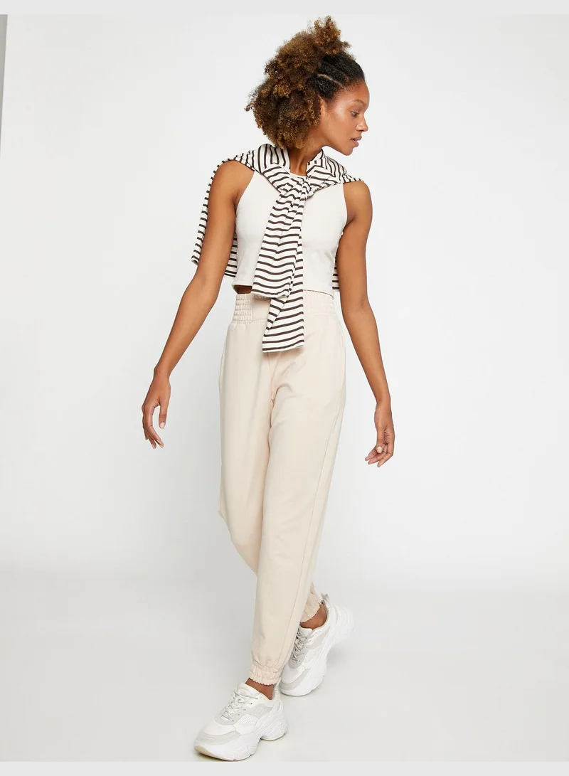 KOTON Extra High Waist Pocket Detail Jogger Sweatpants