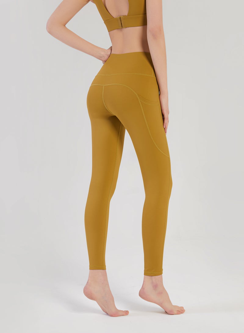 Loquat Women Quick Dry Breathable Yoga Leggings Yellow  - Image 2