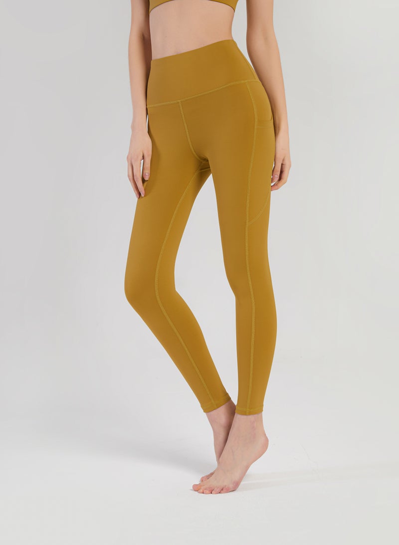 Loquat Women Quick Dry Breathable Yoga Leggings Yellow  - Image 1
