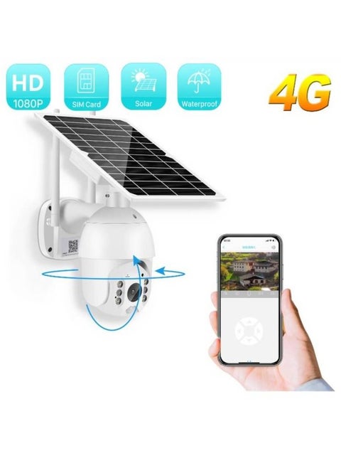 4G LTE SIM Card IP Security Camera CCTV Camera Outdoor 1080P Night Vision Solar Dome, PTZ Color IR Night Vision Dual Sensor Motion Detection Tilt Surveillance Camera System With Solar Panel