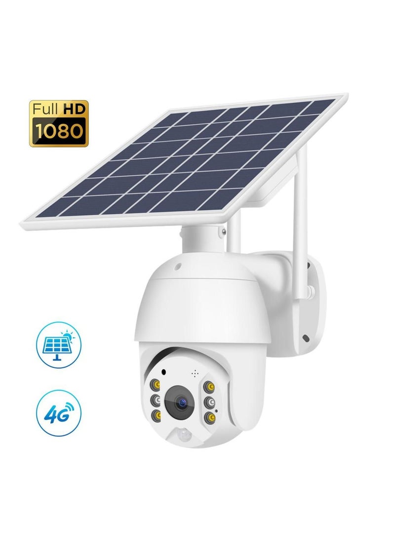 4G LTE SIM Card IP Security Camera CCTV Camera Outdoor 1080P Night Vision Solar Dome, PTZ Color IR Night Vision Dual Sensor Motion Detection Tilt Surveillance Camera System With Solar Panel