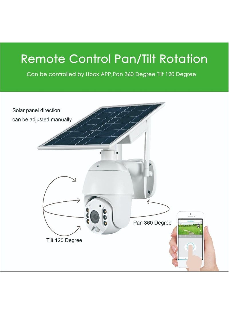 4G LTE SIM Card IP Security Camera CCTV Camera Outdoor 1080P Night Vision Solar Dome, PTZ Color IR Night Vision Dual Sensor Motion Detection Tilt Surveillance Camera System With Solar Panel