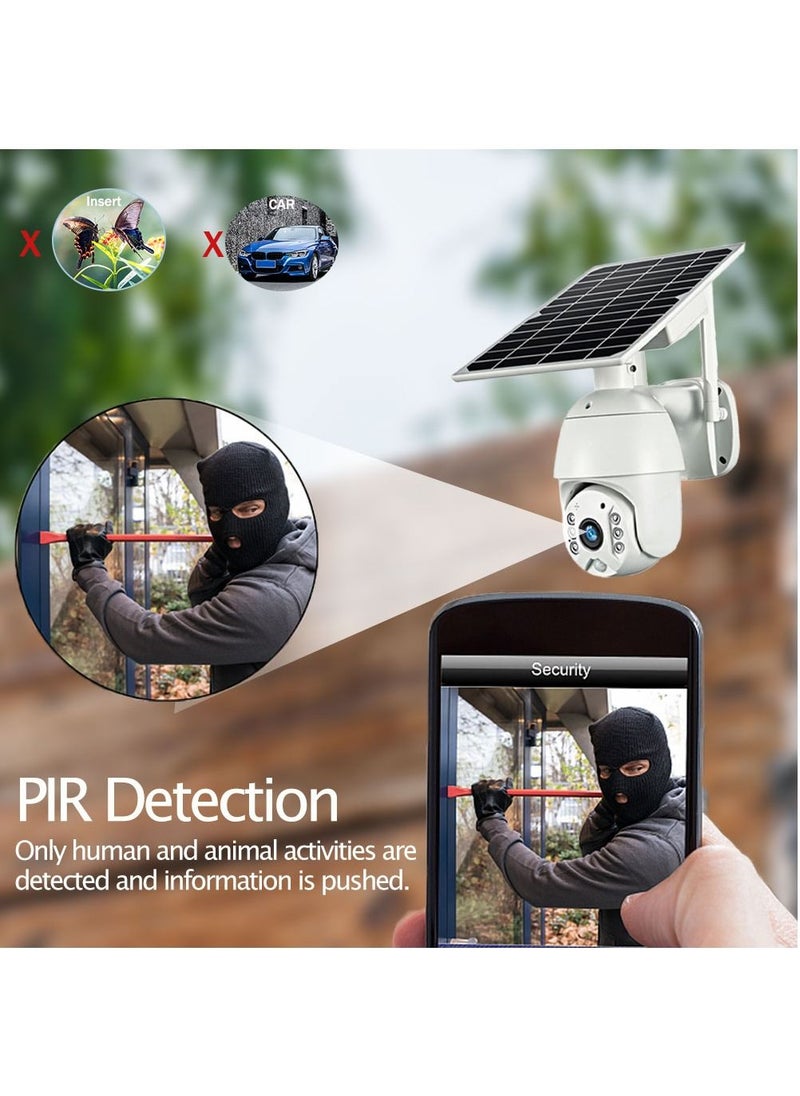 4G LTE SIM Card IP Security Camera CCTV Camera Outdoor 1080P Night Vision Solar Dome, PTZ Color IR Night Vision Dual Sensor Motion Detection Tilt Surveillance Camera System With Solar Panel