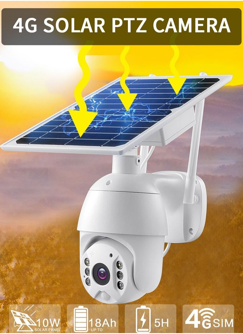4G LTE SIM Card IP Security Camera CCTV Camera Outdoor 1080P Night Vision Solar Dome, PTZ Color IR Night Vision Dual Sensor Motion Detection Tilt Surveillance Camera System With Solar Panel