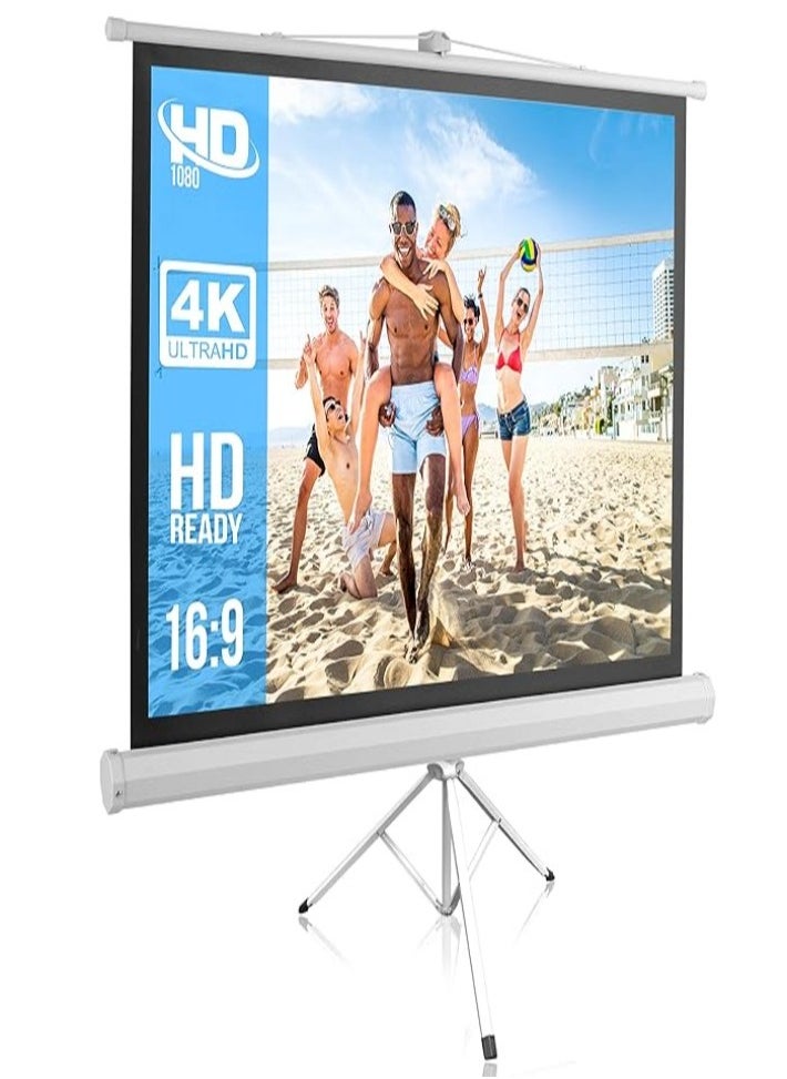 XVersion 100-Inch Projector Screen with Stand, Adjustable Tripod Projector Screen 4:3 Ratio, Indoor/Outdoor Movie Screen for Home, Office, Presentations, Gaming, TV Shows, and More  - Image 1