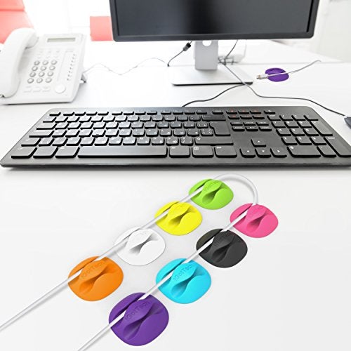iGotTech Cable Clips and Cord Management System 6 Pack of Dual Slotted Adhesive Desktop Cable Organizers | Phone & Computer Wire Holder (Multicolor) - Image 5